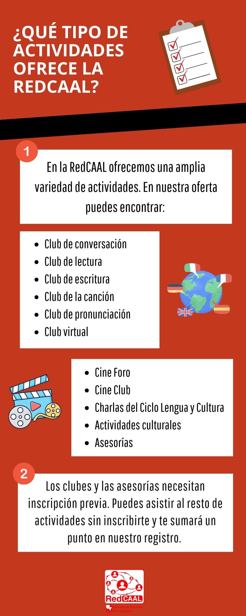 ¿Qué tipo de actividades ofrece la RedCAAL?