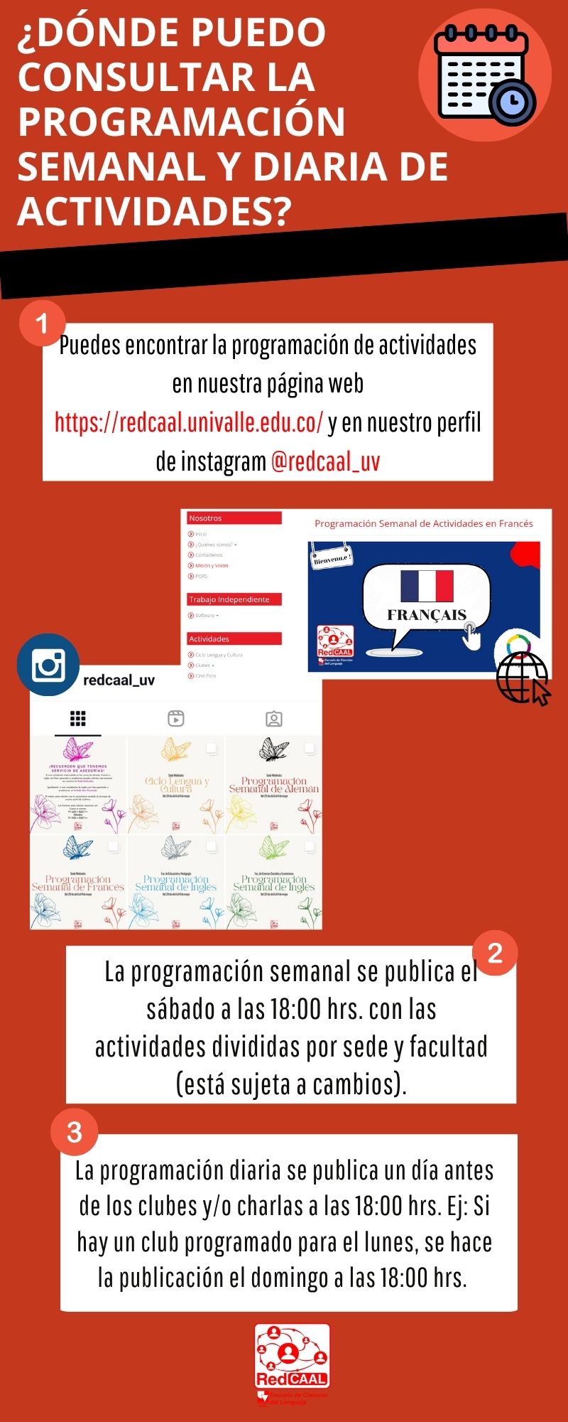 ¿Dónde puedo consultar la programación semanal y diaria de actividades?